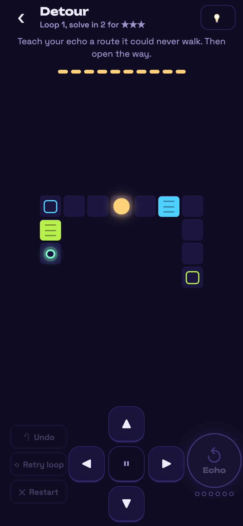 A Paradox room where changing a door can change the path an echo takes.